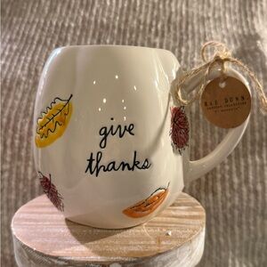 Rae Dunn Cream Mug with Colorful Leaves